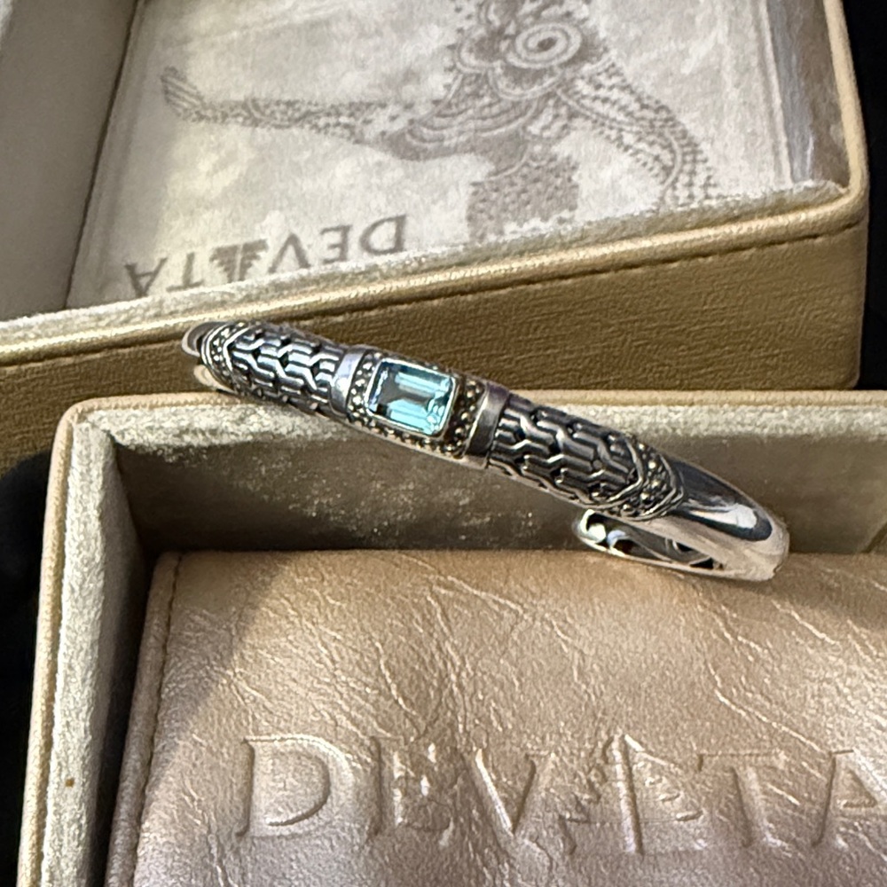 Silver Bracelet with Blue Gemstone